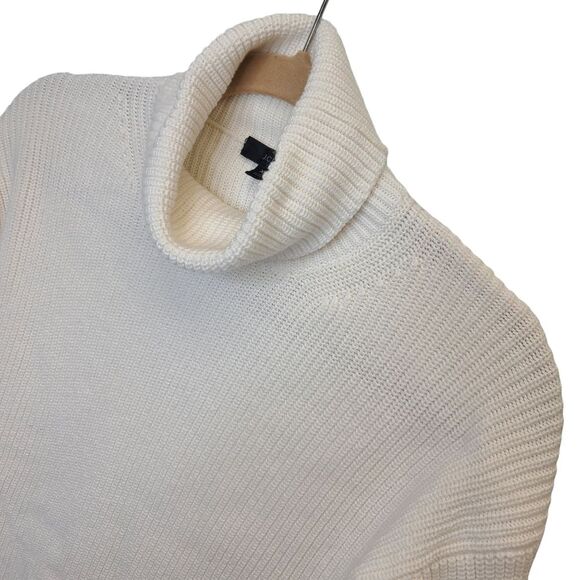 J. Crew Womens Cotton-Blend Ribbed Turtleneck Cream Relaxed Fit Sweater XS - Picture 5 of 14